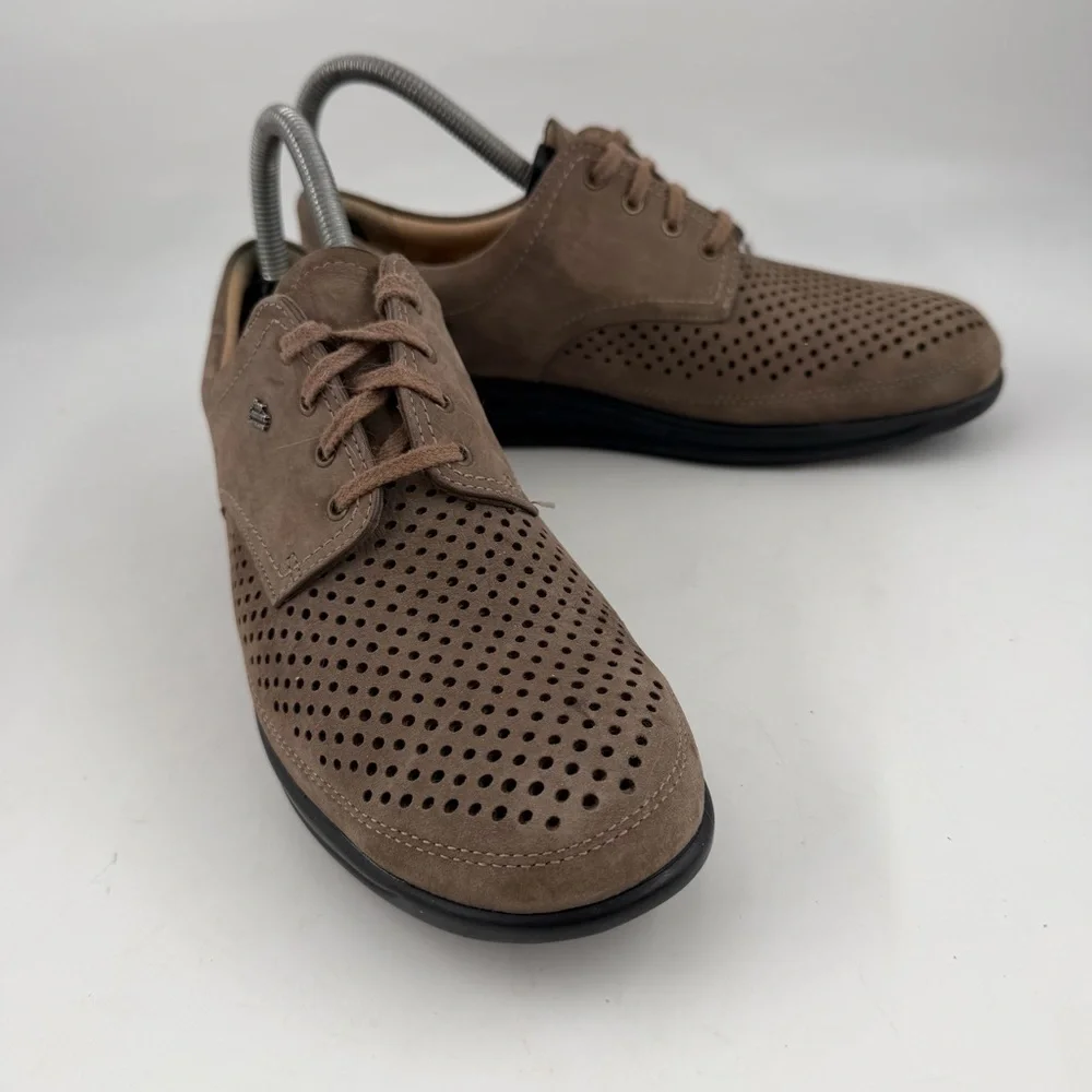 Finn Comfort Women’s Harajuka Finnamic-SZ 7.5-Taupe Leather Flat Oxford Shoe